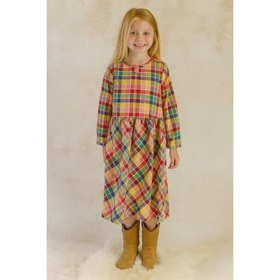 Hanna Anderson Plaid Flannel Girls Long Sleeve Dress size 12 - Image 1 of 4