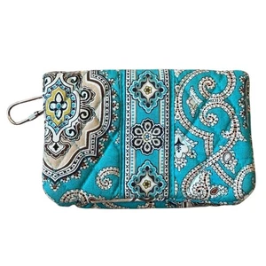 Vera Bradley Totally Turquoise Wallet Bifold Coin Purse Paisley Quilted Bag - Picture 1 of 6