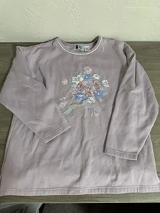Bolo Spirit Size Large Long Sleeve Purple Vintage Shirt Floral Print - Picture 1 of 8