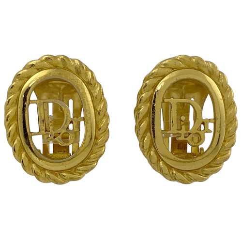 Orecchini Christian Dior Logo Orecchini Ovali Placcati Oro Donna