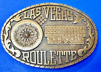 Ruleta Las Vegas Rueda de Ruleta Juego Casino Pacífico Hebilla de Cinturón de Latón  Foto 1 de 4