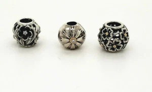 Pandora Silber 925 14ky Gold verschiedene Blumen Slide & Clip Bead Charm NEU - Bild 1 von 5