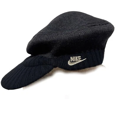 Unisex Adult Vintage Nike Newsboy Knit Hat in Navy - Image 1 of 4