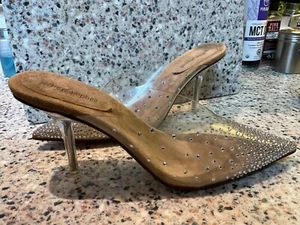 JEFFREY CAMPBELL SIZE 10 CLEAR PVC WOMENS HEELS POINTY TOE CRYSTALINE RHINESTONE - Picture 1 of 13