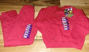 NWT Vtg. Hanes Kids Wear Girls Pink 7/8 Medium Sweatshirt pants LOT 1996 USA - Picture 1 of 5