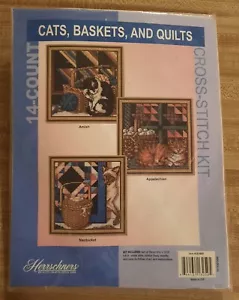 Kit de punto de cruz estampado de 14 unidades Herrschners gatos cestas y edredones EE. UU. - Imagen 1 de 2