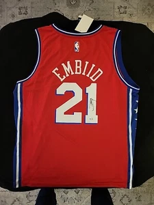 Joel Embiid #21 Signed Autographed Philadelphia 76ers Pro Style Jersey L w/ COA - Picture 1 of 7