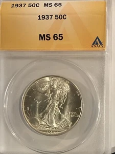 1937 50C Walking Liberty Half Dollar MS65 ANACS - Bild 1 von 2