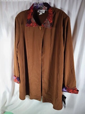 Vintage Maggie Sweet Tunic Blazer Open Front Brown Petite Large Oversized 90s - Image 1 of 4
