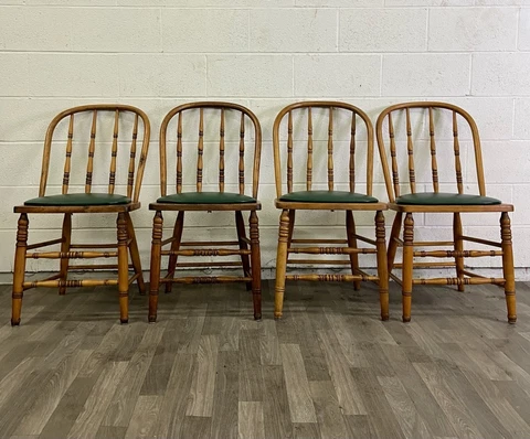 Antique Farmhouse Windsor Hoop Back Spindle Back Dining Chairs - Set of 4 Cover