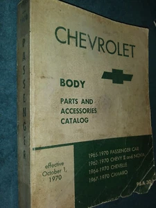 1962-1970 CHEVROLET BODY PARTS BOOK / ORIG CAMARO CHEVELLE NOVA IMPALA EL CAMINO - Picture 1 of 12