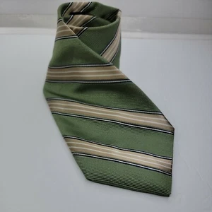 Nautica Silk Stain Resistant Stripe Neck Tie Green Blue Tan 58" x 3.5" - Picture 1 of 6