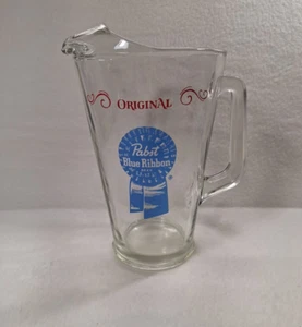 Pabst Blue Ribbon Glass Beer Pitcher PBR Vintage Bar Brew Barware Heavy Serving - Bild 1 von 16