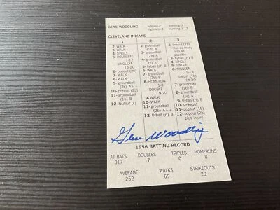 Tarjeta firmada por Gene Woodling Strat-o-matic 1956 Cleveland Foto 1 de 2