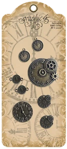 GRÁFICO45 JUEGO DE (8) CARAS DE RELOJ DE METAL DECORATIVO álbum de recortes PIEZAS DE ENCANTO - Imagen 1 de 1