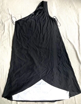 NUEVO wot Talla 12 VESTIDO JAY GODFREY GENUINO NEGRO SEDA UN HOMBRO Foto 1 de 4