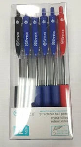 The Office Retractable Ball Pens Assorted Ink Red, Blue Black Colors 12-Pack - Picture 1 of 1