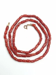 collana donna vero corallo rosso di Sardegna naturale e argento 925 Dorato - Foto 1 di 8