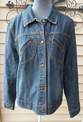Jamaica Bay Cotton Button Denim Jean Jacket Blue - Women's Size L - Image 1 of 4