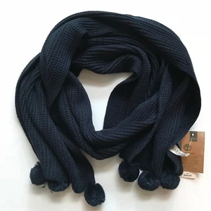 NWT Timberland Women's Chunky Textured Knit Scarf With Pom Poms 70"X12" TS012 - Picture 1 of 10