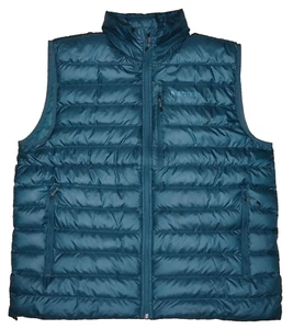 Men's MARMOT Lightweight Teal Blue Duck Down Zip-Up Puffer Vest XXL *WATERMARK - Picture 1 of 8