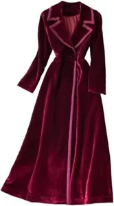 WInter Blazer Dress Women Slim Faux Velvet Coat Wine Red Medium - Picture 1 of 5