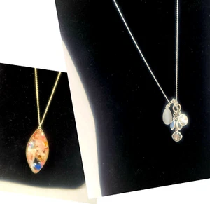 Ann Taylor LOFT Lot of 2 Long NECKLACES 1 Silver 1 Gold Tone Layering Faceted 20 - Picture 1 of 8