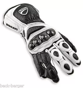 DUCATI RUNNER ´11 Leder Handschuhe Gloves schwarz weiß NEU !!! - Picture 1 of 1