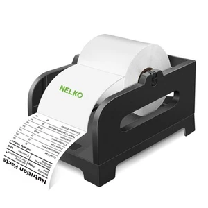 Porta etichette nero compatto per stampanti termiche facile montaggio 5 pollici max etichette - Foto 1 di 5