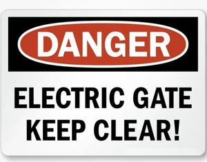 New 8”x12” Danger Electric Gate Aluminum Weatherproof Sign - Picture 1 of 1