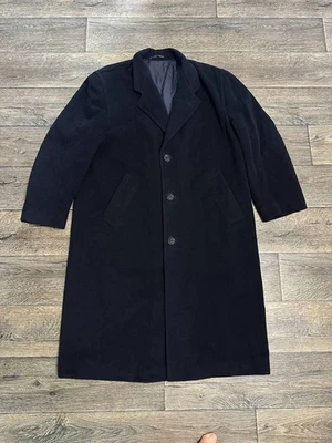 vintage hugo boss wool overcoat men black made in italy L - Image 1 of 4