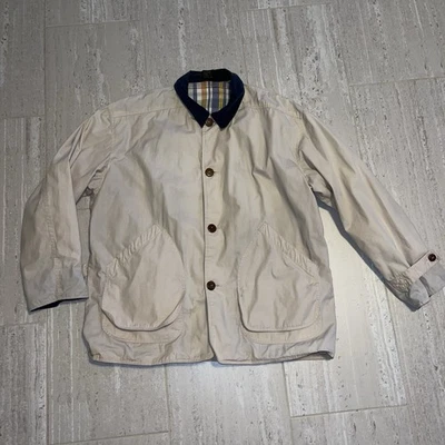 Jaqueta de veludo vintage anos 90 J.CREW masculina lona BARN CHORE COAT colarinho tamanho G - Imagem 1 de 4