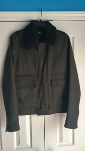 The Kooples Brown Wool Biker Jacket Removable Fur Collar Men's Size Medium - Picture 1 of 9
