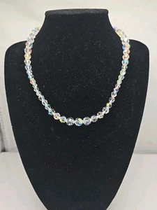 Collana Vintage Swarovski Cristallo Perline Trasparenti Tono Argento - Foto 1 di 9