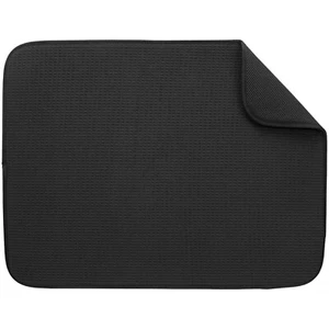 Basic Black Dish Drying Mat 18 x 24-in Reversible Kitchen Microfiber Absorbent - Picture 1 of 5