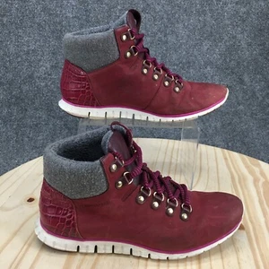 Cole Haan Boots Womens 8 B ZeroGrand Waterproof Lace Up Bootie W15536 Burgundy - Picture 1 of 16
