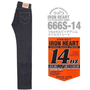 IRON HEART 666S-14 14oz Selvedge Denim Slim Straight Jeans Motorcycle One Washed - Picture 1 of 12