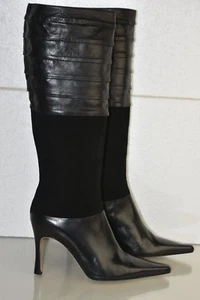 Neu RICKARD SHAH Kniehohe Stiefel Wildleder Schwarz Absatz Schuhe 39.5 Selten - Picture 1 of 8