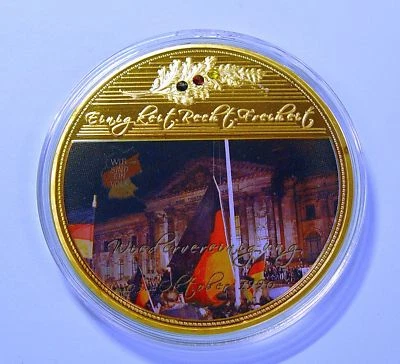 2013 Medaille "Wiedervereinigung 3. Okt. 1990" mit Farbdruck und Swarowski PP - Bild 1 von 2