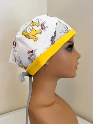 Ladies Medical Skull Chemo Scrub Surgical Uniform Cap Hat Pooh Bear - Nurse New - Image 1 of 4