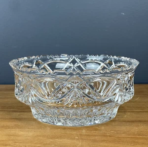 Vintage Lead Crystal Heavy Serving Bowl Trifle Desert Serrated Edge RARE - Picture 1 of 6