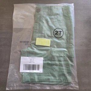 Janie and Jack Linen-Cotton Cargo Pocket Short 2T Green - Picture 1 of 3