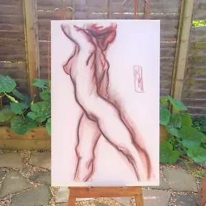 Original nude pastel drawing large art Mircea Marosin wall decor female figure - Picture 1 of 5