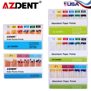 AZDENT Puntos de Gutapercha/Puntos de Papel Absorbente Endodoncia Dental USA - Picture 1 of 39