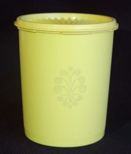 Tupperware ~ Small SERVALIER Canister ~ Yellow w Fountain Design 809-5 - Picture 1 of 5