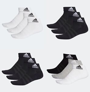 Adidas Men's Women's 3 Pairs Pack Socks Cushioned Ankle Sports Trainers Socks