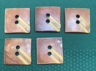 5 Vintage 1” Square Bakelite Celluloid Buttons Brown/Copper - Image 1 of 4