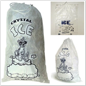 Bolsas de hielo comerciales de plástico de 1,5 mil de 10 libras/lb 500 piezas con cordón - Imagen 1 de 6