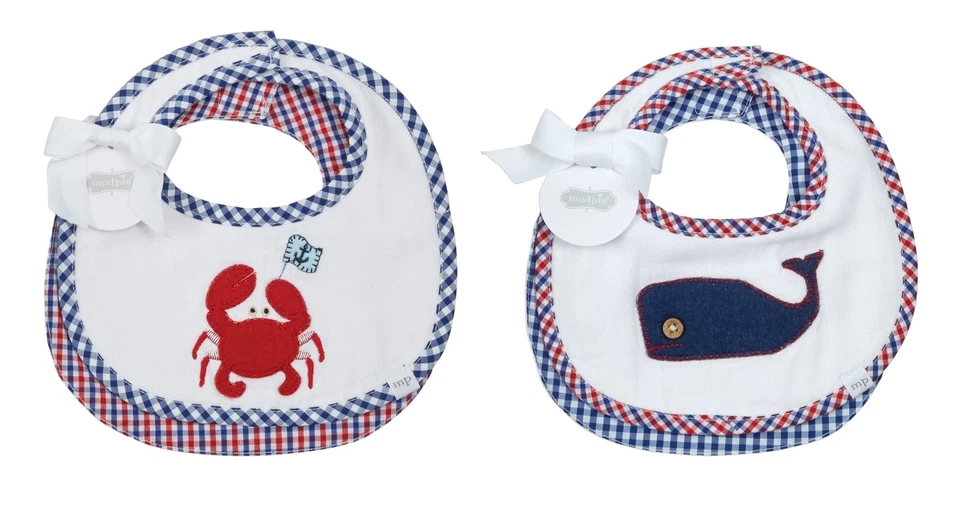 Juego de 2 baberos Mud Pie E0 Baby Boy Sail Away 7,5" x 7,5" 10280099 - Elige diseño Foto 1 de 1
