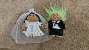Dam Bride & Groom Trolls 1986, adornos para pasteles de boda, ducha nupcial, vintage, en muy buena condición - Imagen 1 de 4